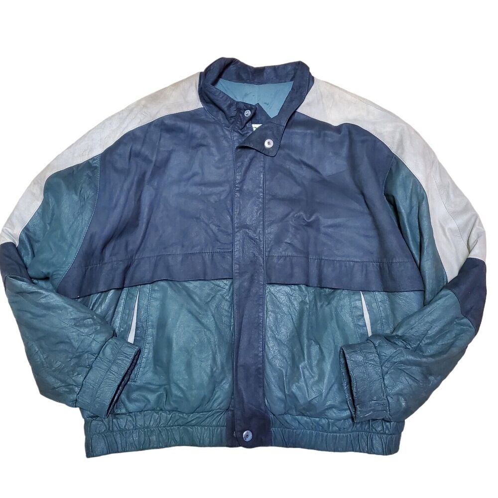 Vintage 1980s REMY Leather Jacket Buttery Soft Bomber Raglan Sleeve Retro 44 XL